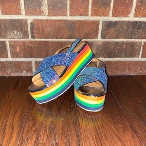 Qupid rainbow sandals sz 6 NWOT